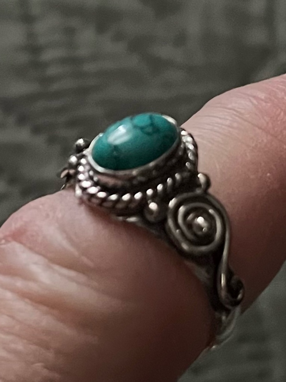 Multistone Silver,Turquoise,Red,Purple,White & Green Stone Ring & Turquoise Ring - Picture 9 of 9